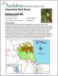 Parkers Creek IBA site account